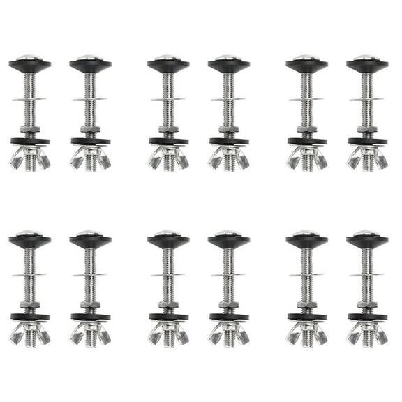 12 Pack Toilet Tank to Bowl Bolt Kits Cistern Bolts Kit,Stainless Steel Toilet Pan Fixing Fitting with Double Gaskets