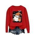 thumbnail image 3 of VKOYWKM Halloween Sweatshirts for Women Oversized Pumpkin Ghost Graphic Sweatshirt Party Tops Fall Long Sleeve Crewneck Sweatshirts Cute Spooky Halloween Sweatshirt, 3 of 6