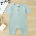 thumbnail image 2 of Mikilon Summer Knitted Rompers for Babys Solid Color Short Sleeve Button-Up ‌Rompers Comfortable Round Neck Rompers ,Size 0 Month-18 Months, 2 of 4
