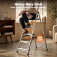 thumbnail image 6 of Alvantor Step Ladder,5-Step Folding Ladder,Heavy Duty 330 lbs Capacity, Anti-Slip Wide Steps & Handrail, Lightweight Aluminum Step Stool with Tool Tray, 6 of 7
