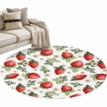 thumbnail image 6 of Red Strawberry Round Rug 3.3ft Washable Circle Entryway Rugs Non Slip Summer Fruits Farmhouse Leaves Floral Rustic Area Rug Indoor Floor Carpet for Bedroom Kitchen Living Room Home Office Dining Room, 6 of 8