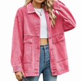 thumbnail image 2 of Women'S Button-Down Vintage Ripped Blue Denim Jacket Pink XL, 2 of 9