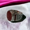 thumbnail image 6 of Silver Handmade Ring 925k Sterling Silver Enamal Red Oval Shape Carnelian GemStone Ring Men's Ring with Round Stones Outstanding Gift KCR043, 6 of 7