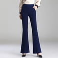thumbnail image 3 of Mwjwdo Causal Pants for Womens Tummy Control Wide Leg Flared Trousers Stretch Comfy Business Work Office Yoga Dress Leggings Dark Blue XL, 3 of 4