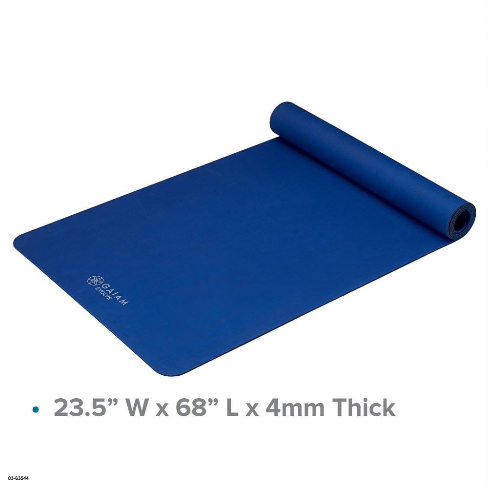 Gaiam Rubber Yoga Mat, Blue, 4mm Thick