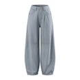 thumbnail image 3 of TEAJOPSUU Womens Baggy Wide Leg Pants High Waist Trousers with Pockets Button Fly Casual Loose Streetwear Pants Gray, 3 of 7