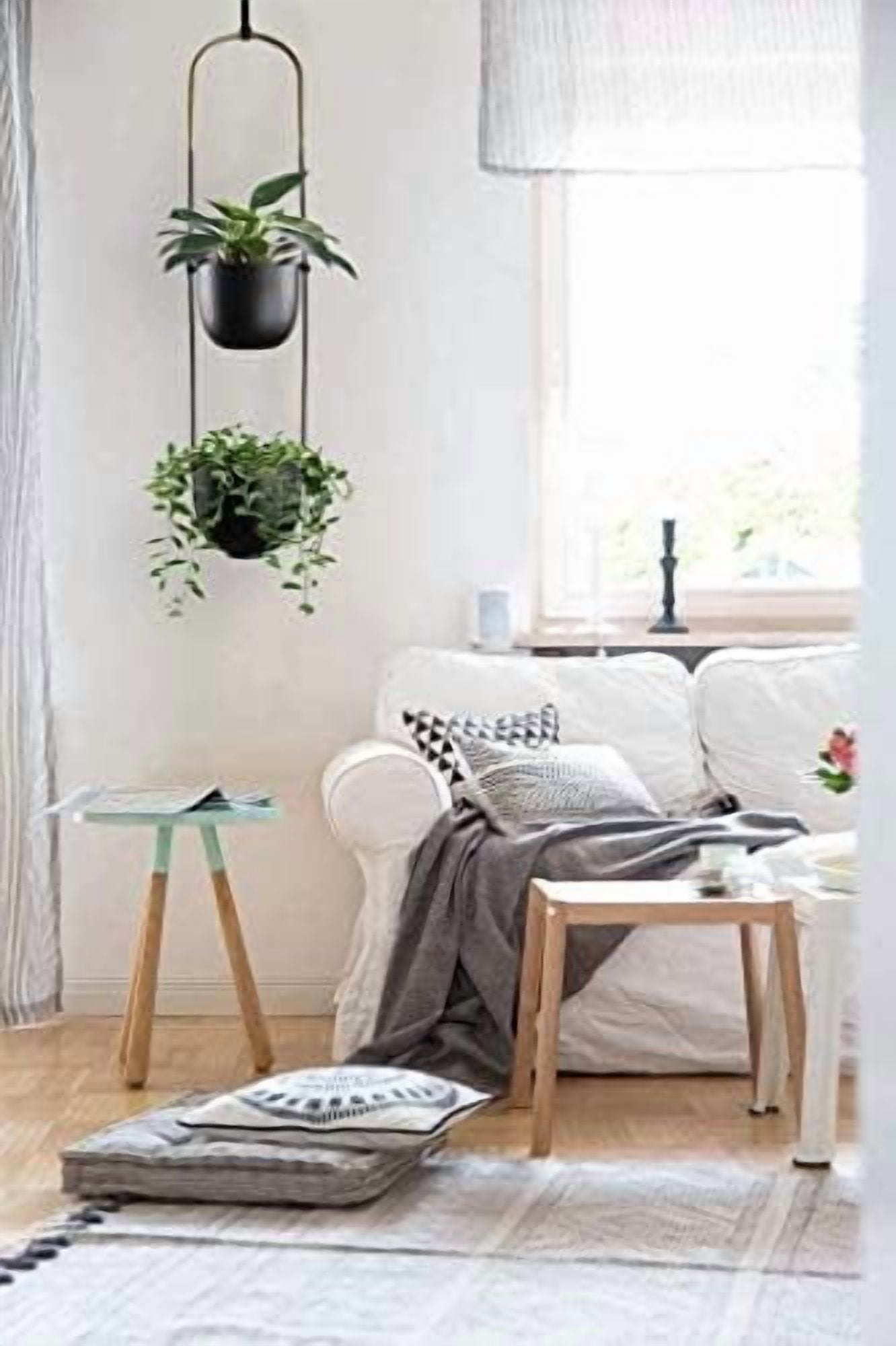 Hanging Planters 2 Tiers Metal Plant Hangers for Indoor Outdoor Plants Wall Ceiling Hanging Flower Pot Basket Holders Kitchen Room Decor(White)