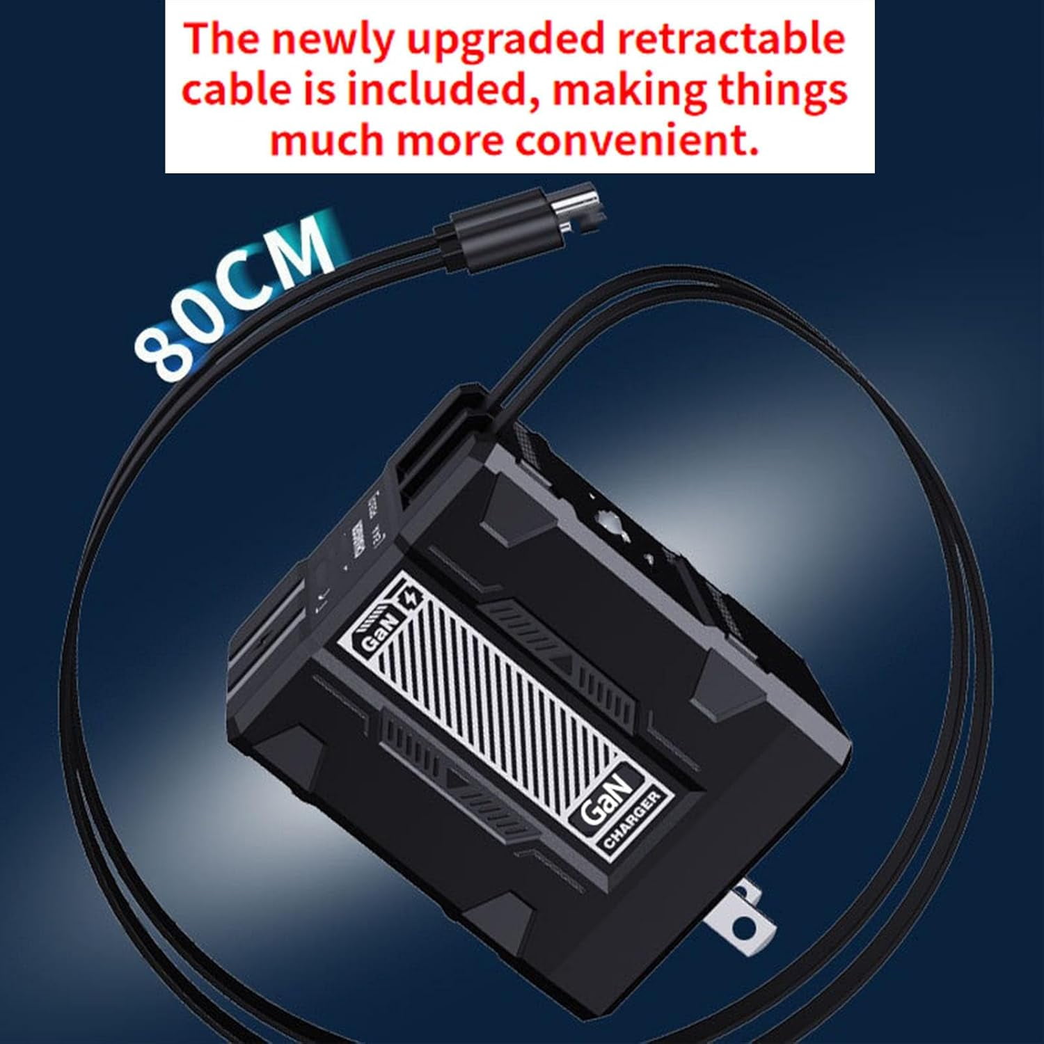 Charger with Retractable Cables,Smart 2-in-1 Foldable Wall Charger,Features Dual 31-inch Retractable Cables,20W PD Fast Charging & Efficient Temperature Management