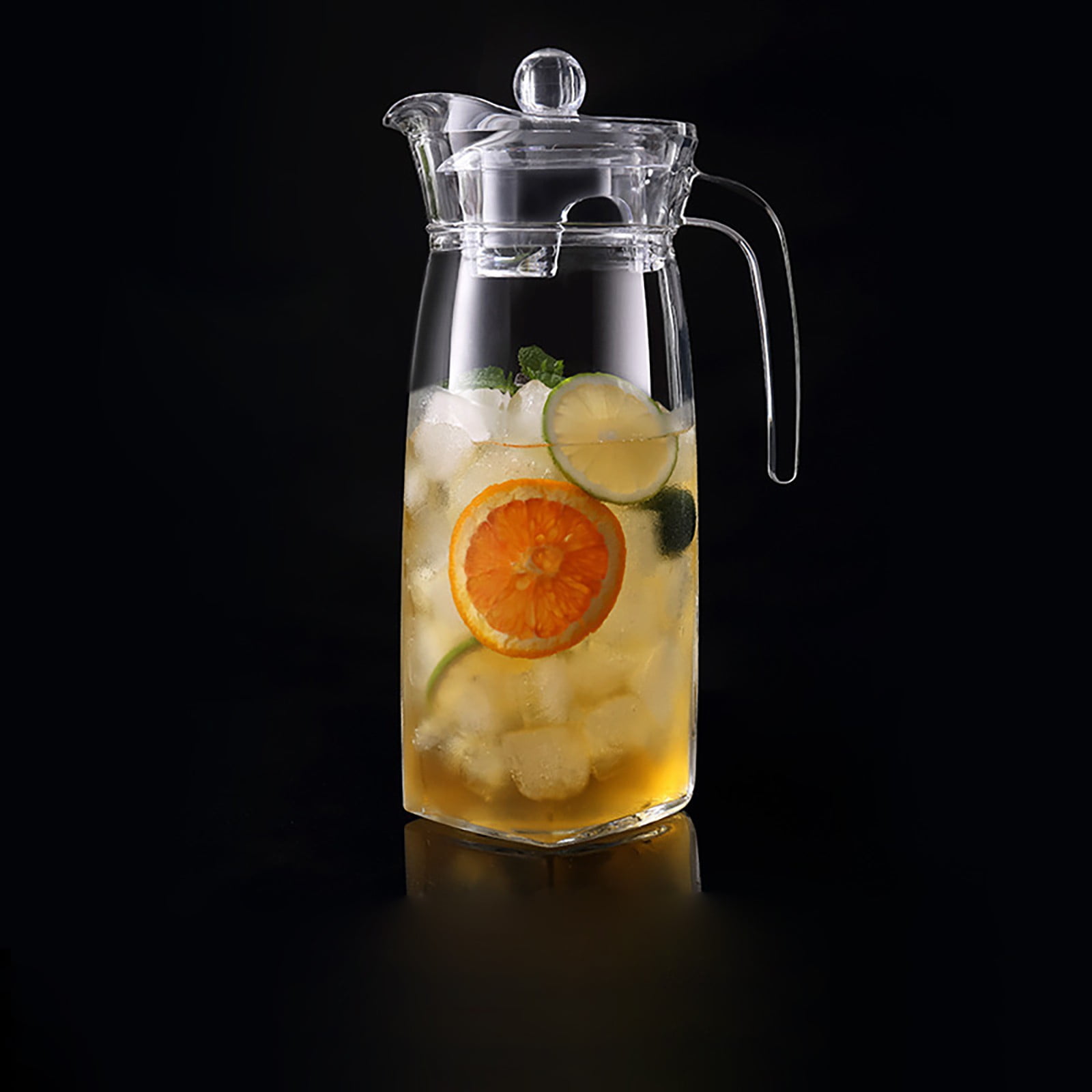 Acrylic Water Pitcher with Lid, Spout Handle Clear Plastic Pitcher Heat Resistant Carafe Unbreakable Beverage Container Fridge Jug for Juice Ice Tea Sangria Lemonade(1.3L,Diamond)