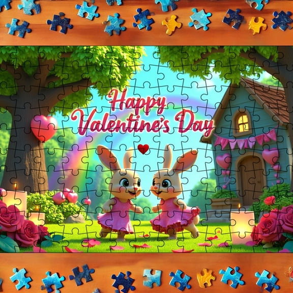 Valentine's Day 130Pcs Printed Puzzle 2Mm Thick 21X30Cm Happy Valentine's Day Puzzle Game For S & Teens