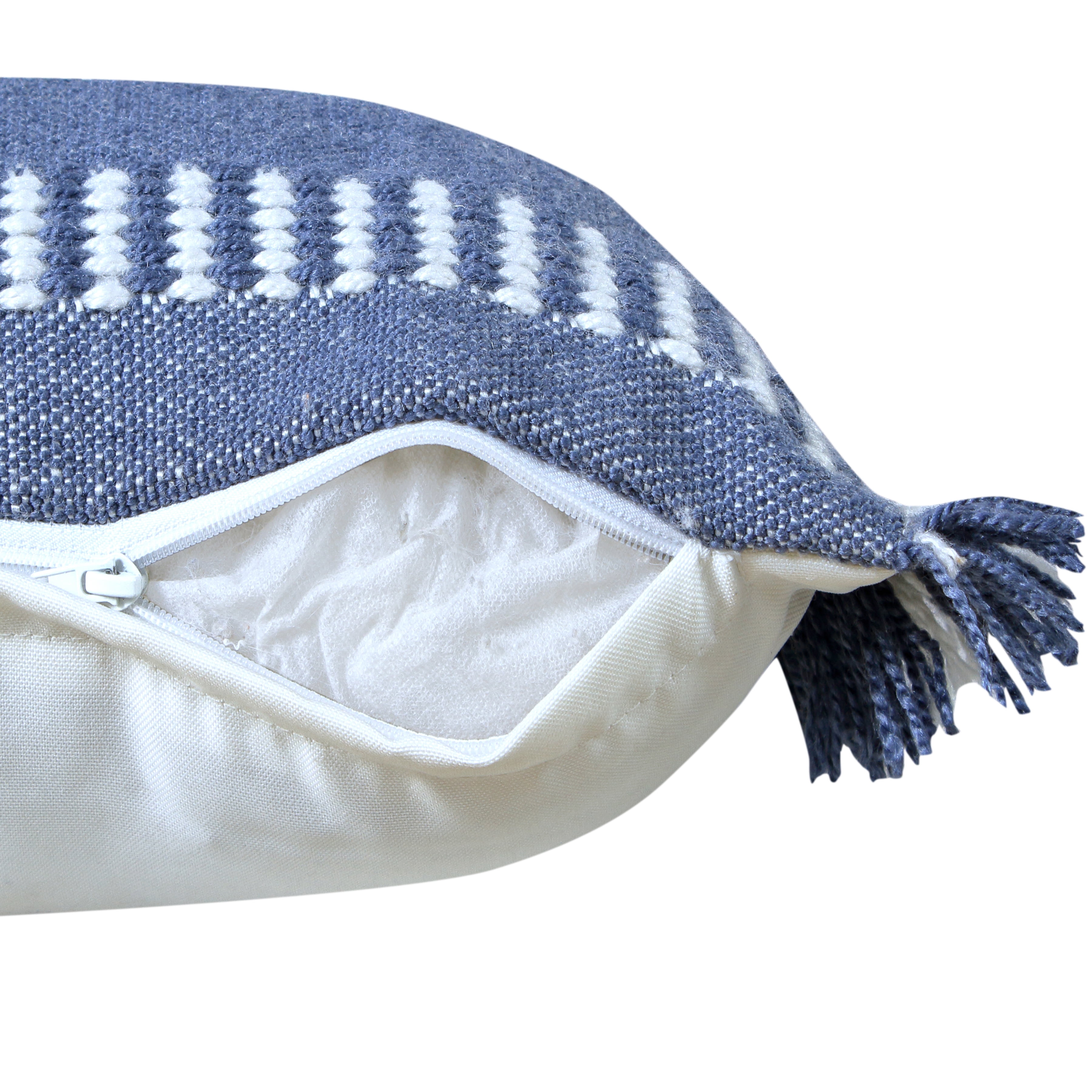 Ox Bay Bailey 20" x 20" Navy/White Striped Indoor/Outdoor Adult Decorative Throw Pillow