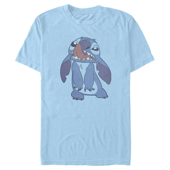 Men's Lilo & Stitch Tongue Out Stitch Graphic Tee Light Blue Small