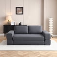 thumbnail image 6 of 81" Convertible Sofa Bed, 3-in-1 Folding Floor Couch, Corduroy Fold Out Sleeper Futon Mattress with Pillows, Boneless Lounge Loveseat for Living Room, Gray, 6 of 13