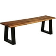 thumbnail image 1 of Gymax Solid Acacia Wood Patio Bench Dining Bench Outdoor W/Rustic Metal Legs, 1 of 10