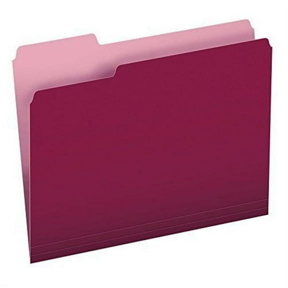 colored file folders, 1/3 cut top tab, letter, burgundy/light burgundy, 100/box