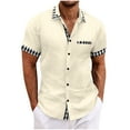 thumbnail image 2 of Économies d'Été 2025 Homme Cardigan Boutonné Décontracté Poche Manches Courtes Col Rabattu Chemisier Chemise, 2 of 7