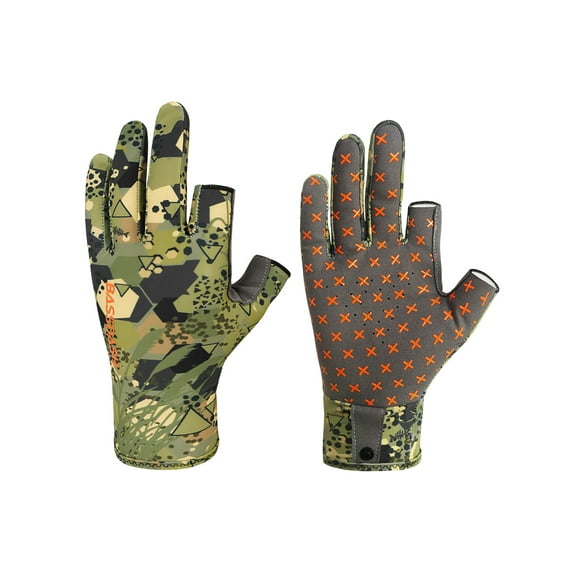 BASSDASH Unisex Fingerless Camo Hunting Gloves for Men's Women's Early Season Warm Weather UPF 50  Lightweight Fishing Photography HG14