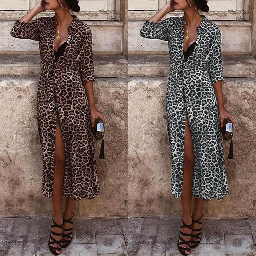 leopard print dress with belt