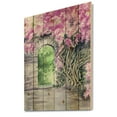 thumbnail image 2 of Designart 'Blossoming Purple Wisteria Garden Over The Wall' Traditional Print on Natural Pine Wood, 2 of 5