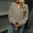 thumbnail image 4 of Diufon Womens Pullover Tops V Neck Long Sleeve Blouses Tops Fall Casual Solid Color Tops, 4 of 7