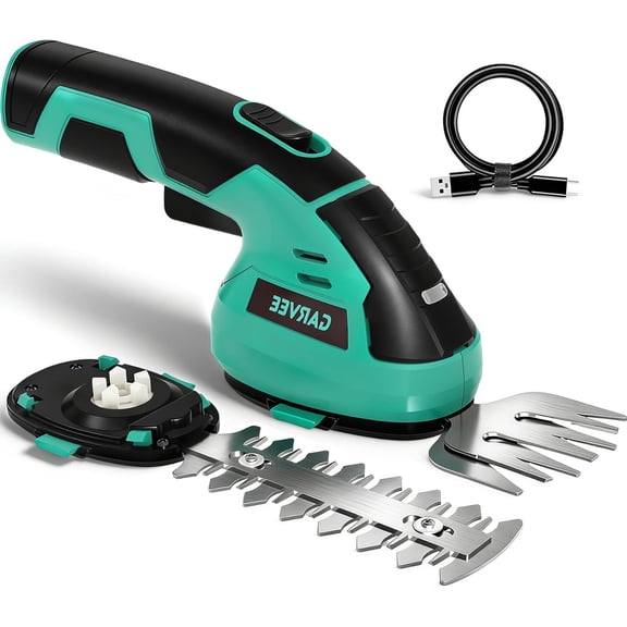 Cordless 2-in-1 Mini Hedge and Grass Trimmer 7.2V Handheld Electric Shears with 2.0Ah Battery and USB-C Charger Lightweight Garden Tool