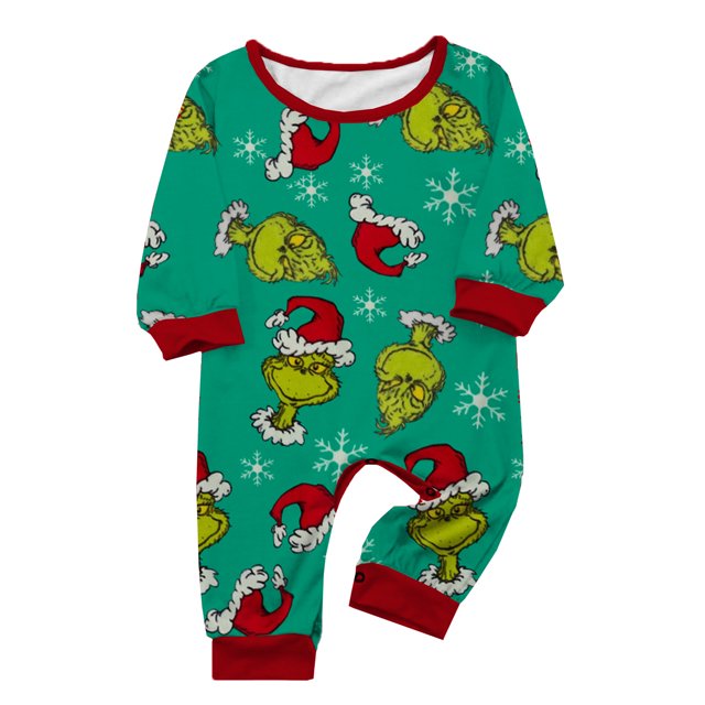 Moonsky Family Matching Long Sleeve GrayTops+Green Pants 2 Piece Pajamas Set, Christmas Print Christmas Paj Christmas Element Prints For Family 6 Months