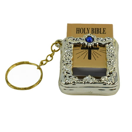 Mini Holy Bible Keychain Car Truck Keyring God Jesus Cross Travel Key Ring