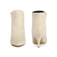 thumbnail image 2 of BLISSFUL STEP Women Pointed Toe Side Zip Stiletto Heels Ankle Boots Beige 6, 2 of 7