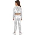 thumbnail image 2 of TSSOE Girls Hip Hop Team Performance 3 Piece Outfits Skateboarding Clothes Modern Jazz Dance Clothing Set Silver 12, 2 of 7
