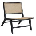 thumbnail image 4 of veasfak Wood Frame Handwoven Rattan Lounge Chair Multipurpose for Balcony 63x70x73cm Black, 4 of 9
