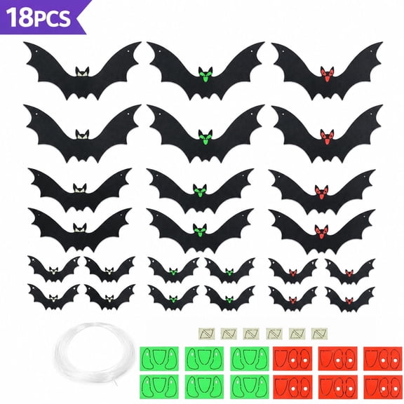 Halloween Decoration Hanging Bats for Yard Large Flying Bats for Yard Outdoor Indoor Lawn Halloween Party Decorations 18 Pcs