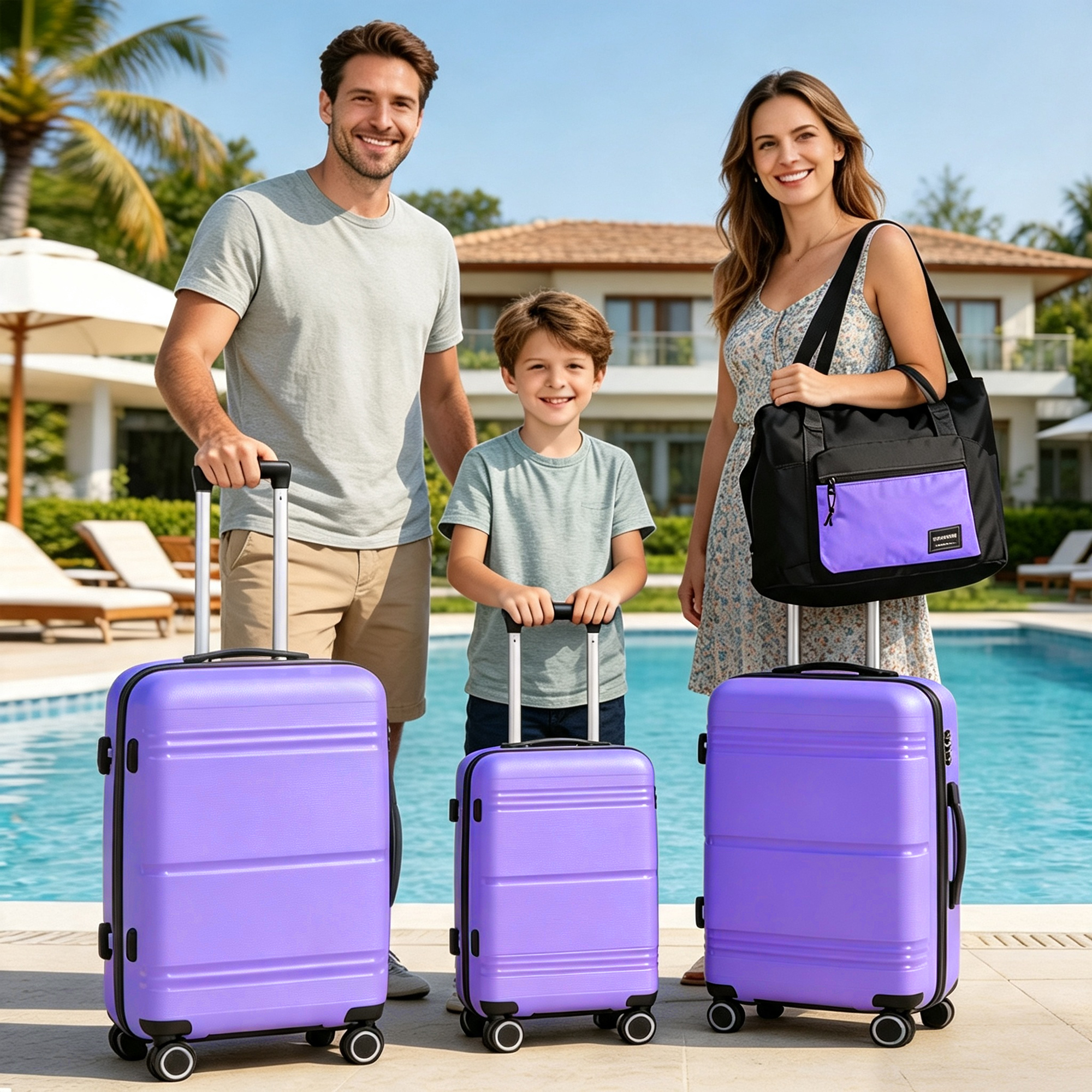 Nicetravel 8-Piece Hardside Luggage Set, Purple photo 3