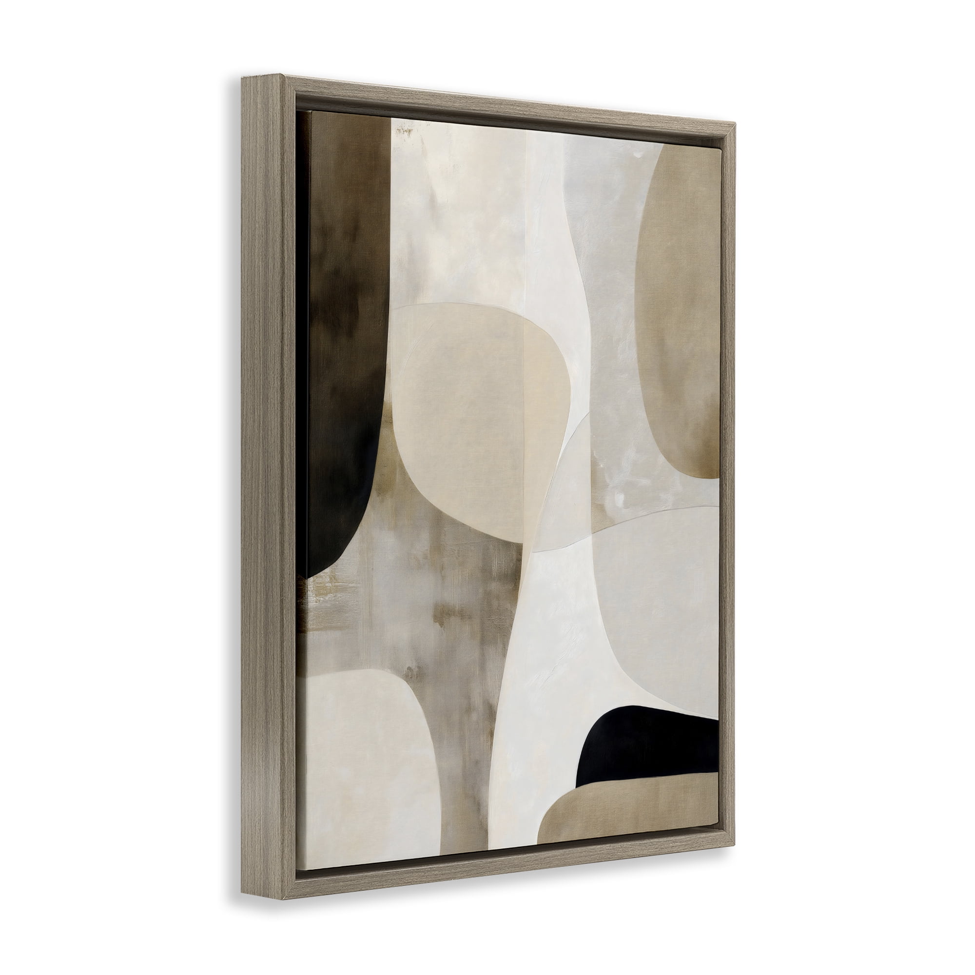 Stupell Industries Tan Shapes Organic Balance Brown Framed Floater Canvas Wall Art, design by Ink Drop Loft