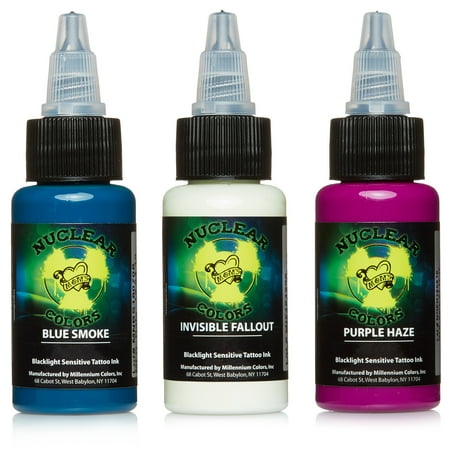 Millennium Tattoo Ink - Millennium Mom's Nuclear UV Blacklight Tattoo Ink - 3 Color Set B