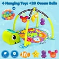 thumbnail image 4 of UQN Baby Play Gym, 3 in 1 Baby Play Gym Activity Mat, with Hanging Toys and Ocean Balls, Gifts for Newborn Baby 0 to 3 6 9 12 Months, Green Turtle, 4 of 8