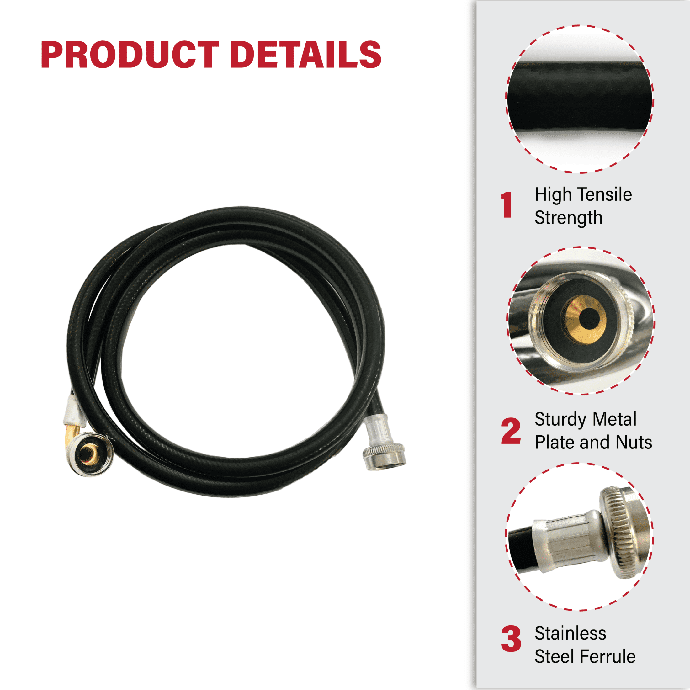 (2 pack) Dr. Rooter 6 ft Water Supply Hose 1 pc for Washing Machine