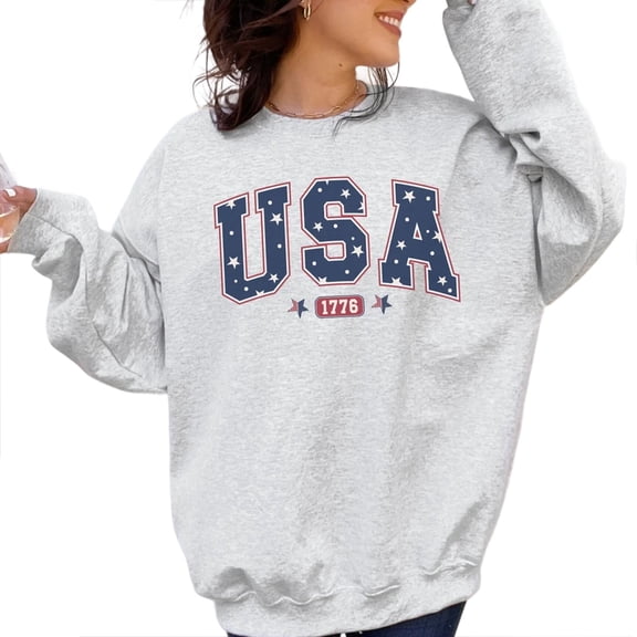 Vintage USA Est 1776 Sweatshirt – Patriotic 4th Of July America Flag Crewneck, Retro Independence Day Pullover for Women & Men