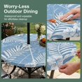 thumbnail image 5 of Round Outdoor Tablecloth with Umbrella Hole and Zipper, Blue Tropical Plants Tablecloth with Elastic Waterproof, Summer Palm Trees Botanical Flowers Patio Table Covers for 31" - 35" Pool Tables, 5 of 9