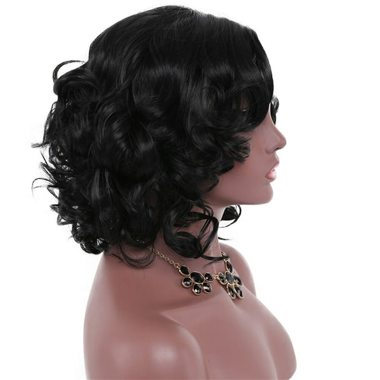 DOPI Human Hair Wigs For Women Black Color Natural Lace Hair Wigs Black Female Short Curly Hair Wig Women s Hairpiece Wigs Walmart