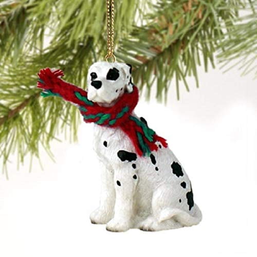 Great Dane Miniature Dog Ornament - Uncropped Ears - Harlequin