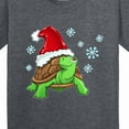 thumbnail image 4 of Inktastic Christmas Turtle in with Santa Hat and Snowflakes Youth T-Shirt, 4 of 5