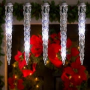 Angle View: 8-Count LED Shooting Star Icicles Christmas Lights, Cool White