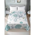 thumbnail image 4 of Ocean Coastal Flat Sheet Only Twin Size, Soft Breathable Bed Top Sheets for Mattress, Nautical Starfish Conch Seashells Coral Luxury Bedding Flat Sheets for Home Hotel Bedroom Bed Protection, 4 of 9