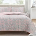 thumbnail image 2 of Cozy Line Pink Medallion Lucianna Millennial Floral Majesty Reversible Quilt Bedding Set, 2 of 7