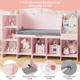 thumbnail image 3 of Homfa Kids Bookcase with Reading Nook, Wooden Kids Bookshelf and Storage Toy Cube Organization with Adjustable Shelf, 31.5'' H x 54.5'' W, Pink, 3 of 7