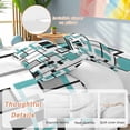 thumbnail image 4 of Retro Middle Duvet Cover Set Queen Size Ages Abstract Geometric Teal Black Square Soft Lightweight Comforter Covers 4 Piece Bedding Set with 1 Duvet Cover 1 Bed Sheet & 2 Pillow Shams, 4 of 8