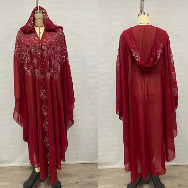 Amzcrzy Robes pour Femmes Cape en Polyester Mode Imprimée Décontractée Longue Col en V Châle Musulman Cape à Capuche Manteaux pour Femmes Robes Légères pour Femmes
