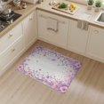 thumbnail image 2 of ODIKA 3'x5' Washable Throw Rug Purple Pink Pastel Fairy Tale Design Whimsical Floral Stripes with Stars and Bows for Entryway, Kitchen, Mudroom, Stain Resistant, Low Profile, Non-Slip, 2 of 7