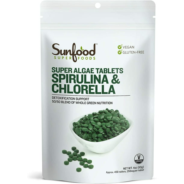fluiten Niet verwacht diefstal Sunfood Superfoods Spirulina & Chlorella Super Algae Tablets, 4 oz -  Walmart.com