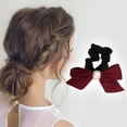 thumbnail image 2 of Unique Bargains 1 Pc Grace Square Pearl Bow Scrunchie Hair Elastic Band Red, 2 of 5
